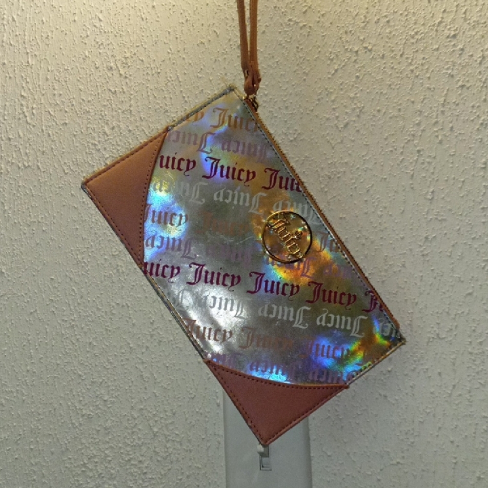 Juicy Couture Holographic and Tan Wristlet
